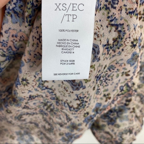 CAbi Siena Floral Sheer Boho Peasant Blouse 5028 - Picture 9 of 12